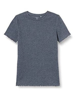 Name It Nkftara Ss Slim Top Noos t-shirt för flickor, Mörk safir, 110 cm