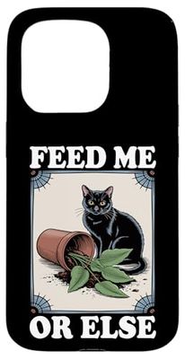 Feed Me Or Else Plante pour Chat Chaton Plantes Amoureux des chats Coque pour iPhone 15 Pro