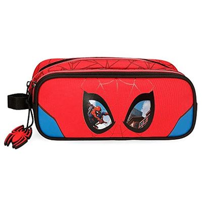 Marvel 2834221 Spiderman beschermhoes, dubbel, rood, 23 x 9 x 7 cm, polyester, Rood, Estuche Doble, dubbele mapje