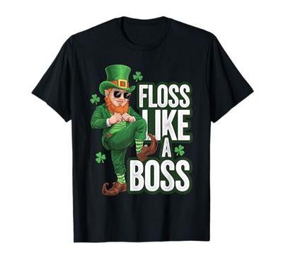 Filo interdentale Leprechaun Kids St Patrick's Day Floss Like A Boss Maglietta