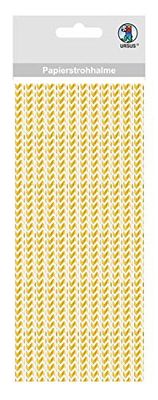 Ursus 56850007 - Papieren rietjes met chevron, goud, maat S, lengte ca. 19,5 cm, diameter ca. 0,6 cm, 24 stuks, met folie veredeling, geschikt voor levensmiddelen, om vorm te geven en te versieren