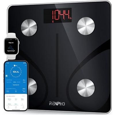 RENPHO Balance Pese Personne, Balance Connectée Bluetooth Pèse Personne Impédancemètre, Balance Impedancemetre avec 13 Données Corporelles (BMI/Graisse Corporelle/Masse Osseuse/BMR), 30x30cm, Elis 1