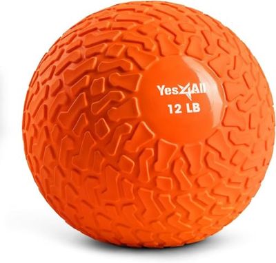 Yes4All Slam Ball da 5,4 kg per allenamento di forza, potenza e crossfit, palla per esercizi fitness con battistrada e guscio in gomma resistente (5,4 kg, arancione)