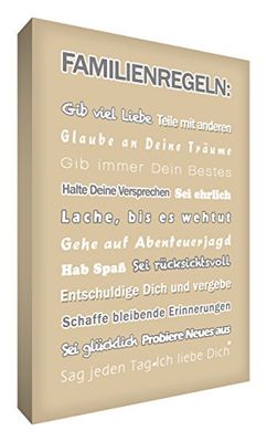 Little Helper FR2436-01G Feel Good Art - Quadro da parete, in tela con scritta in lingua tedesca Familiz, 91 x 60 cm, colore: Beige