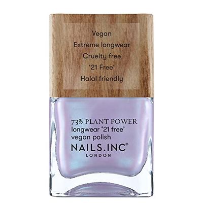 Nails Inc - Smalto vegano Eco Glow Plant Power – 73% Plant Based, 100% Vegan & Test su animali – Manicure perfetta, madreperla blu – Per nail art rispettoso dell'ambiente