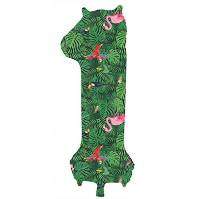 Folat 64151 Birthday Balloon Number 1 Jungle Vibe Green 86 cm Helium Decoration Birthday Decoration Balloon Number cm