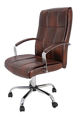 La Chaise Spola Tejeda managersstoel met armleuningen, kunstleer, bruin, 51 x 51 x 115 cm