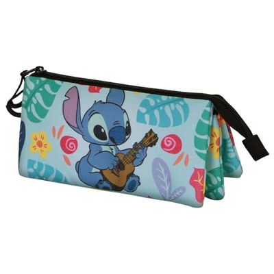 Disney Lilo et Stitch Guitar-Trousse Triple, Vert, 23 x 11 cm