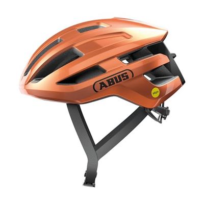 ABUS cykelhjälm PowerDome MIPS – Lättviktshjälm med smart ventilationssystem och stötskydd – Made in Italy – För män och kvinnor – Apelsin, storlek S