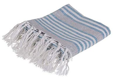 Out of the blue Asciugamano Fouta Bianco/Blu (per Sauna & Spiaggia), 80% Cotone & 20% Poliestere, 80 x 170 cm