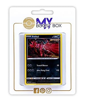 Yveltal 175/264 Holo Reverse vloeiend – Myboost X zwaard en schild 8 – struisvogel – set met 10 Franse Pokémonkaarten