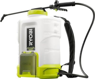 Ryobi RY18BPSB-0, Pompa Irroratrice Spalleggiata a Batteria 18V One+, Spruzzatore con Ampio Serbatoio da 15 L, Pressione e Flusso Variabili, Pressione da 2,4 a 6,2 bar e Portata da 0,6 a 1,8 l/min