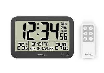 technoline WS8026 - Reloj Digital con Mando a Distancia, Reloj de Oficina, Reloj de reunión, Radio, con indicador de Temperatura, Temporizador de hasta 240 min, Reloj pequeño, 22,3 x 14,8 cm