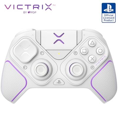 PDP Victrix Pro BFG sans fil Gaming Manette pour Playstation 5 / PS5, PS4, PC, Modular Gamepad, Remappable Buttons, Customizable Triggers/Paddles/D-Pad, PC App White