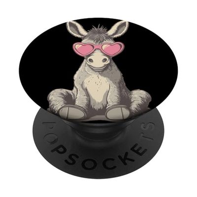 Bonito burro con gafas de sol en forma de corazón PopSockets PopGrip Adhesivo