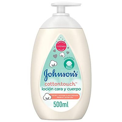 Johnson's Baby CottonTouch Face & Body Lotion, crema hidratante corporal y facial con algodón, crema para bebés recién nacidos, dermatológicamente probada, 3 x 500 ml