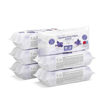 by Amazon Sensitive Toallitas para bebé, 336 toallitas, 6 paquetes de 56 (Anteriormente una marca Mama Bear, el mismo producto)
