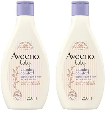 Aveeno Baby Calming Comfort Bedtime Bath and Wash, 250 ml (Pack of 2)