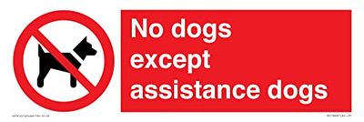 Panneau « No dogs except assistance dogs » - 300 x 100 mm - L31