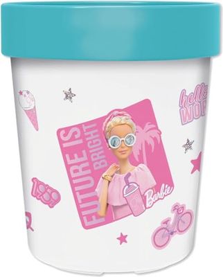 TataWay in viaggio si cresce White Baby Blue & Pink Plastic Barbie Tumbler 260ml with Non Slip Base