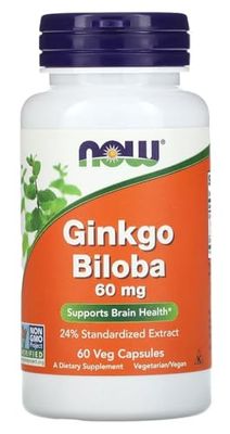 Now Foods – Ginkgo Biloba 60mg | Supports Cognitive Function and Circulation – 60 Veg Capsules