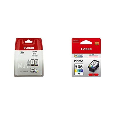 Canon PG-545/CL-546 Cartouche Multipack Noire + Couleur (Multipack plastique) & CL-546XL Cartouche Couleur XL (Emballage carton)