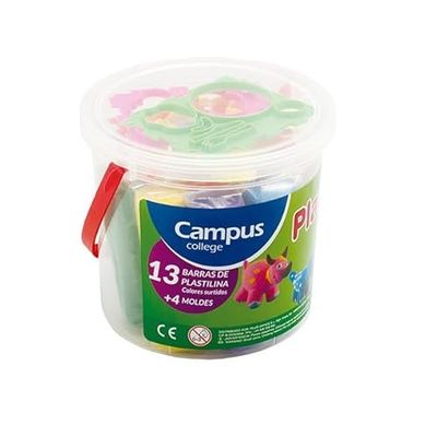 Pasta de modelar/plastilinas marca CAMPUS COLLEGE modelo PLASTILINA CAMPUS BOTE 13BARRAS+4MOLD