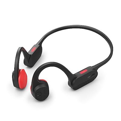 PHILIPS TAA5608BK/00 Draadloze Open-Ear Sport Hoofdtelefoon, Bone Conduction, Bluetooth LE Audio & LC3, IPX5 Waterbestendig,Tot 6 Uur Afspeeltijd, LED-veiligheidslampjes, Microfoon, USB-C-kabel, Zwart