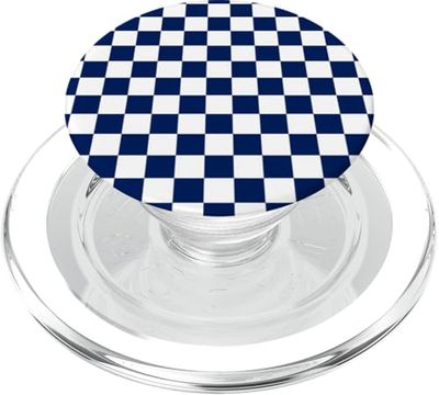 Azul marino, patrón de tablero de ajedrez, a cuadros PopSockets PopGrip para MagSafe