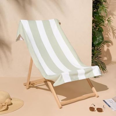 Dreamscene Stripe Swim Towel Green, Adults Gym Towel Men Super Soft Microfibre Quick Dry Towels Summer Beach Holiday Essentials, 71cm x 152cm