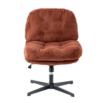 MEUBLE COSY Chaise de Bureau Ergonomique Fonction d'inclinaison Siège Pivotant Hauteur Réglable en Velours Côtelé sans roulettes Capacité 120 kg Rouge