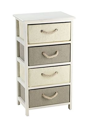 King Collection C656424 Commode 4 Tiroirs Bois et Raphia Synthétique, 40 X 30 x 74H