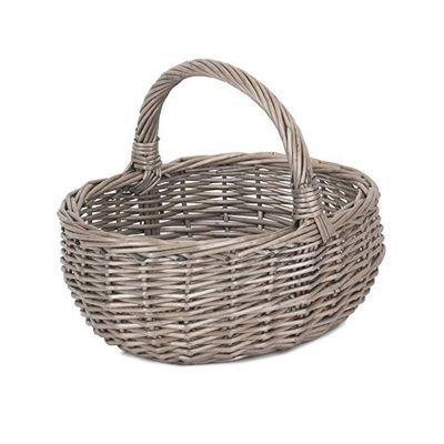 Red Hamper Wicker Shopping Basket, Brown, Small