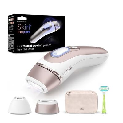 Braun Smart IPL Skin i·Expert, at Home Hair Removal, Alternative for Laser Hair Removal, Smart IPL with Exclusive Free App, Venus Razor, 3 Smart Heads, 2 Years of Smooth Skin, Gift for Women, PL7253