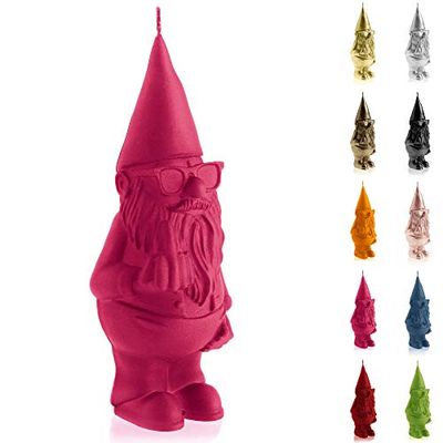 Candellana Kaars Kleiner Gnom Low Poly | Hoogte: 13 cm | Donkerroze | Handgemaakt in de EU