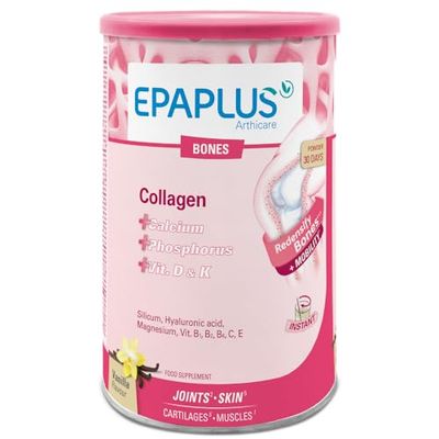 EPAPLUS Arthicare, Collagene Idrolizzato in Polvere con Calcio, Silicio, Vitamina K e Vitamina D, a Dissoluzione Istantanea, Gusto Vaniglia, Trattamento di 30 Giorni, 383 Grammi