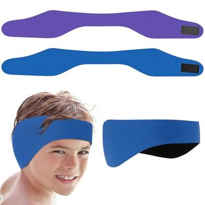 AiQInu 2PCS Diadema de Natación Impermeable para Niños, Banda de Neopreno Elástica Ajustable, Evita Entrada de Agua y Mantiene Tapones Oídos para Surf Buceo y Rafting