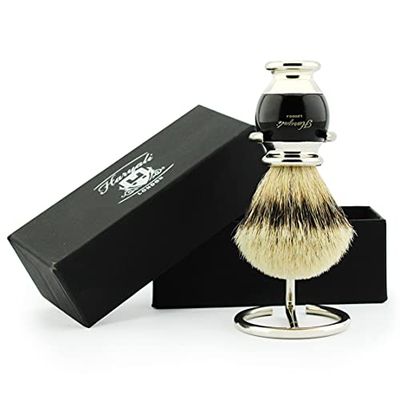 Moderna nero argento punta da barba di alta qualità + free Brush Holder
