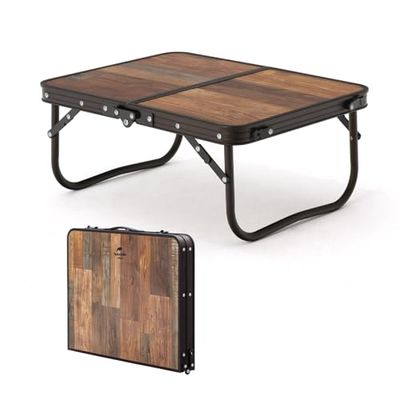 Naturehike Campingtafel, inklapbaar, klaptafel, in hoogte verstelbaar, mdf, tafel met draagtas, voor outdoor, camping, tuin, reizen, multifunctionele tafel, 53 x 40 x 23 cm, klein retro