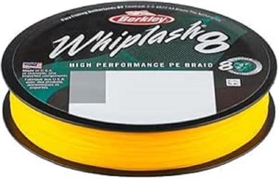 Berkley Whiplash8, vislijn, Superline, Roofvis, Snoek, Baars, Snoekbaars, Forel, Unisex, Geel, 0.2mm, 27.7kg, 61lb, 330yd