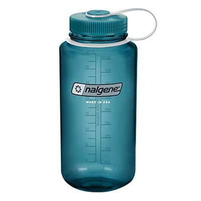 Nalgene Sustain Tritan BPA-vrije waterfles gemaakt van materiaal afgeleid van 50% plastic afval, 32 oz, brede mond, cadet