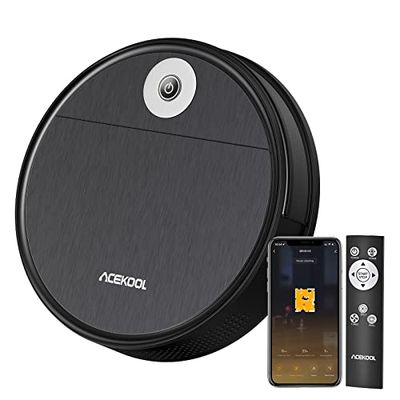 Robot Vacuum Cleaner, 2200 Pa Strong Suction Power Thin Quiet Automatic Robot Vacuum Cleaner Self-Charging App/Remote Control 120 min Running Time, Nero
