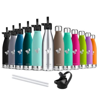 AORIN Vacuum Insulated Stainless Steel Water Bottle - 500ml - 24 hrs Cooling & 12 hrs Keep Warm - BPA Free - Mental Water Bottle for Work, Gym, Travel, Sports