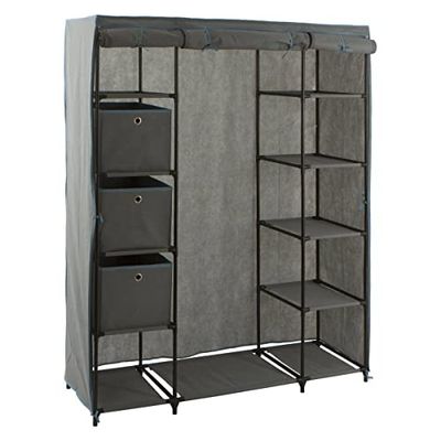 5 five simply smart Armoire penderie 3 boîtes Tissu Gris Anthracite