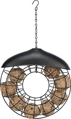 TRIXIE Mangeoire Boule avec Toit, 8 Pcs, Rond, en Métal, 24 × 8 cm, Noir - 55427