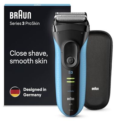 Braun Series 3 Electric Shaver, Rechargeable and Cordless Wet & Dry Electric Razor for Men with Precision Trimmer, Braun ProSkin 3045s Black/Blue