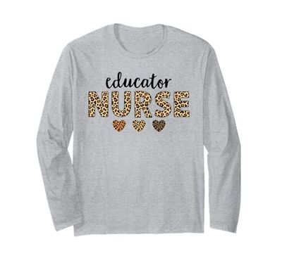 Educator Nurse Leopard Hearts Team Squad Matching Long Sleeve T-Shirt