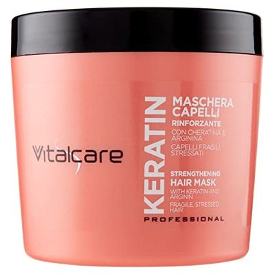 Vitalcare | Kératine - Masque capillaire fortifiant, pour cheveux fragiles et stressés, à la kératine et à l'arginine, pour des cheveux plus forts et plus doux, 500 ml