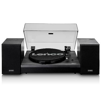 Lenco LS-300 - Giradiscos Hi-Fi con Bluetooth - Con altavoces externos 2 x 10 W RMS - Transmisión por correa - Apagado automático - Carcasa MDF - Negro