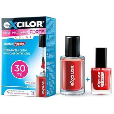 Excilor Micosi dell’Unghia Forte Color, Smalto Rosso per Trattamento della Micosi dell'Unghia Attivo Contro le micosi Persistenti, Confezione con Trattamento Colorato 30 ml e Smalto Cosmetico 8 ml